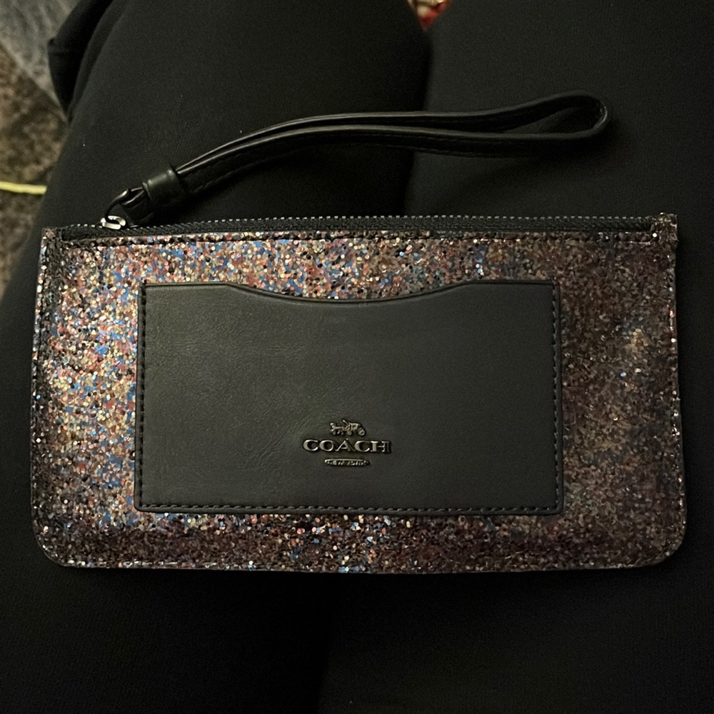 Coach Black/Glitter Flat zippered Wristlet